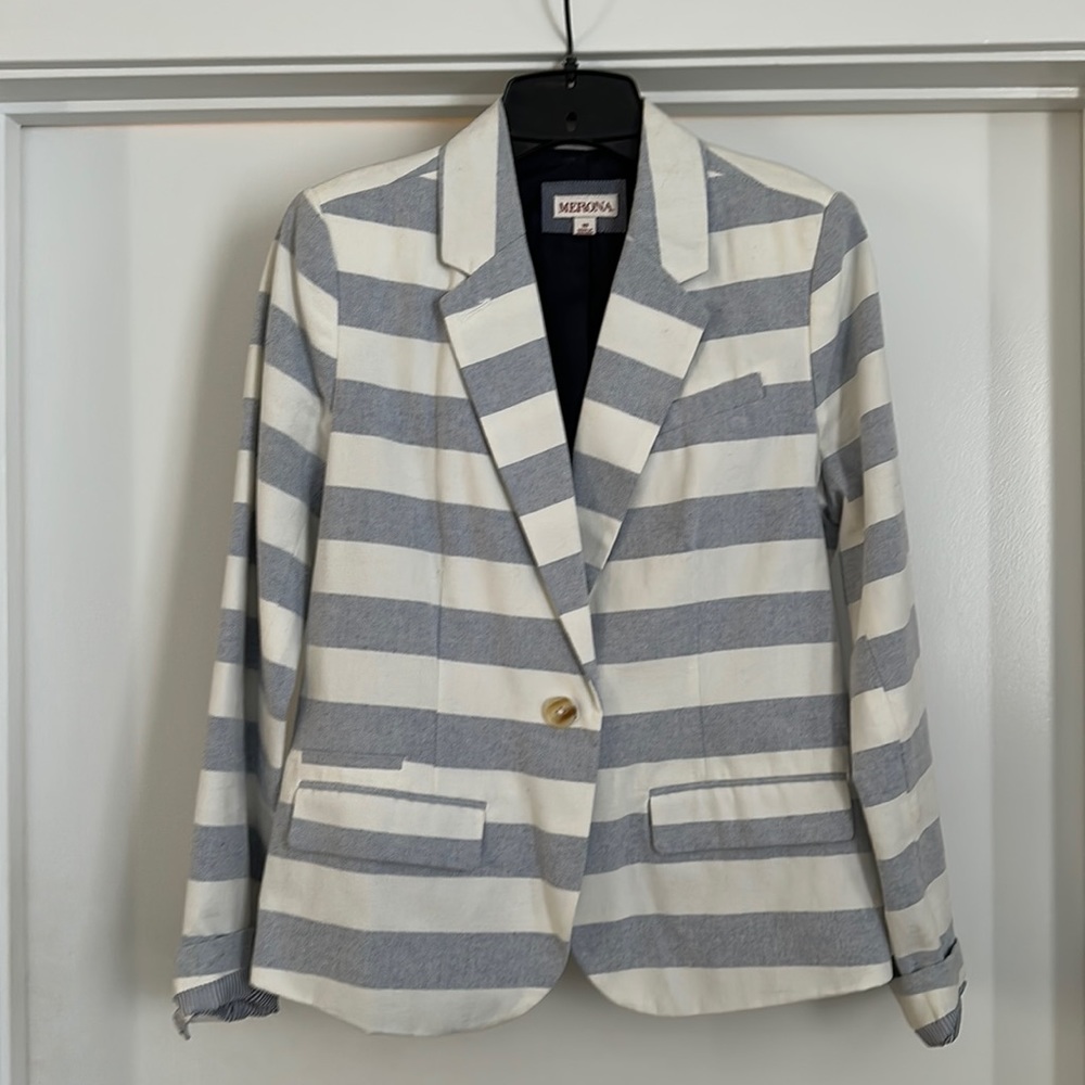Merona white and blue striped cotton summer jacket